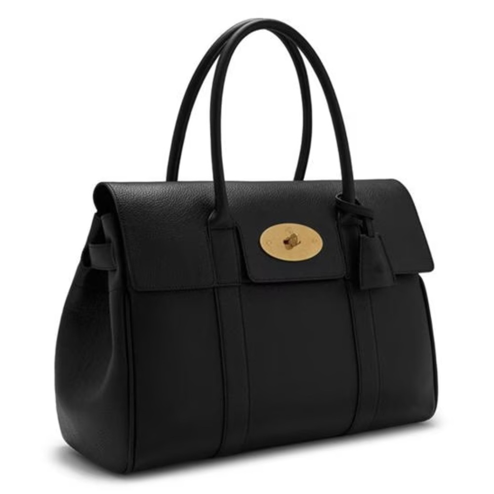 Mulberry Black Leather Tote with Gold Accents - Picture 4 of 9